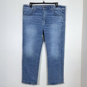 American Eagle Mens Relaxed Straight Jeans 40x30 Blue AirFlex+ Stretch Denim